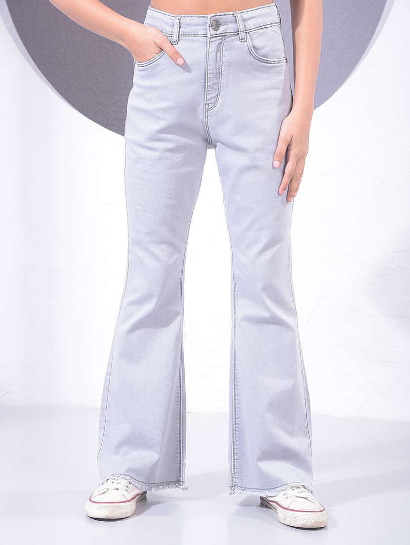 girls solid mid rise bootcut jean