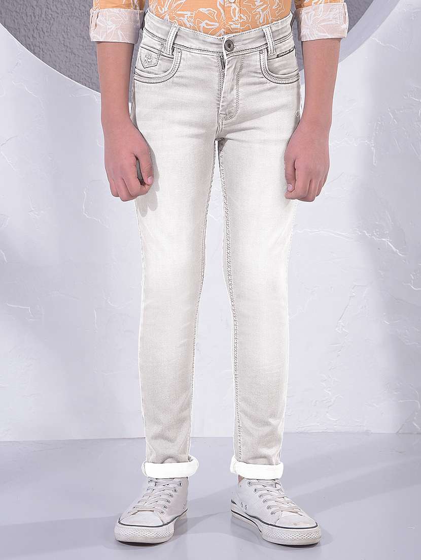 boys solid mid rise slim fit jeans