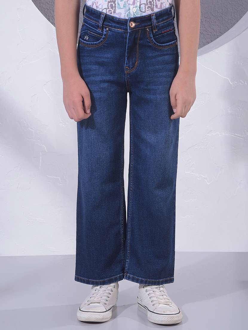 boys solid mid rise straight fit jeans