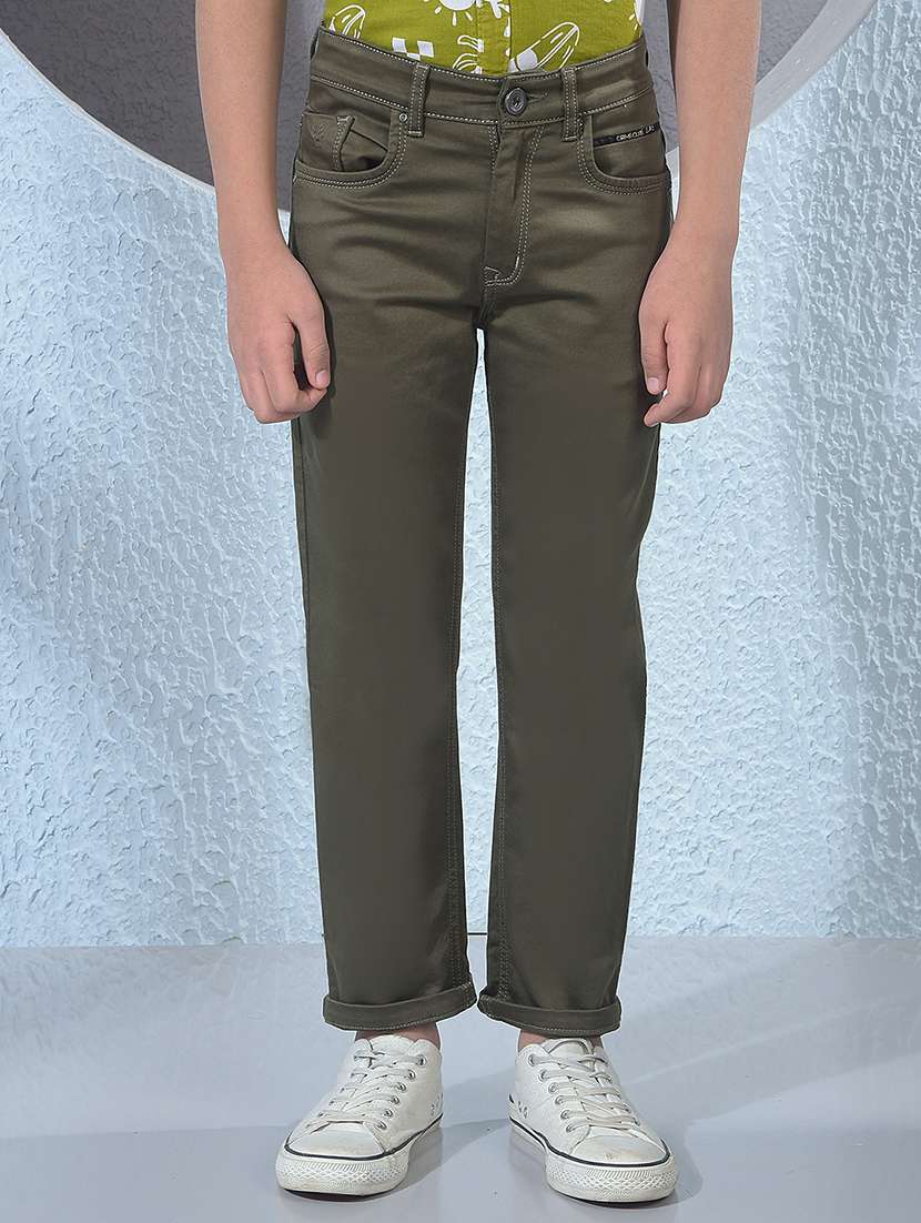 boys solid mid rise slim fit jeans