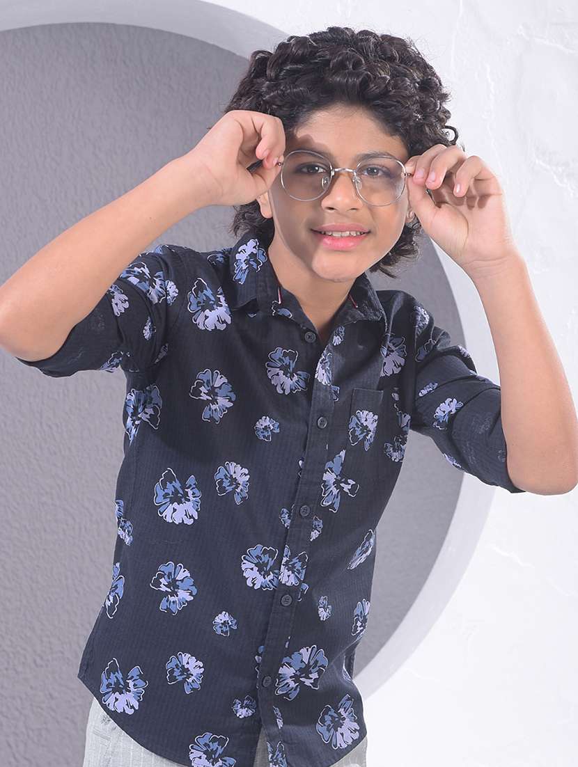 boys collared long sleeve regular fit shirt