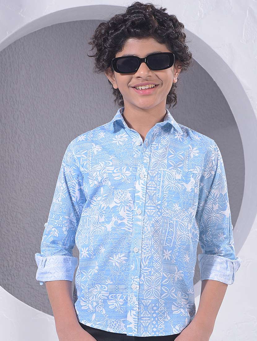 boys collared long sleeve regular fit shirt