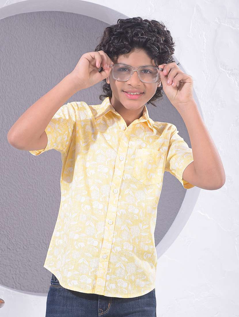 boys printed collared short sleeve shirt
