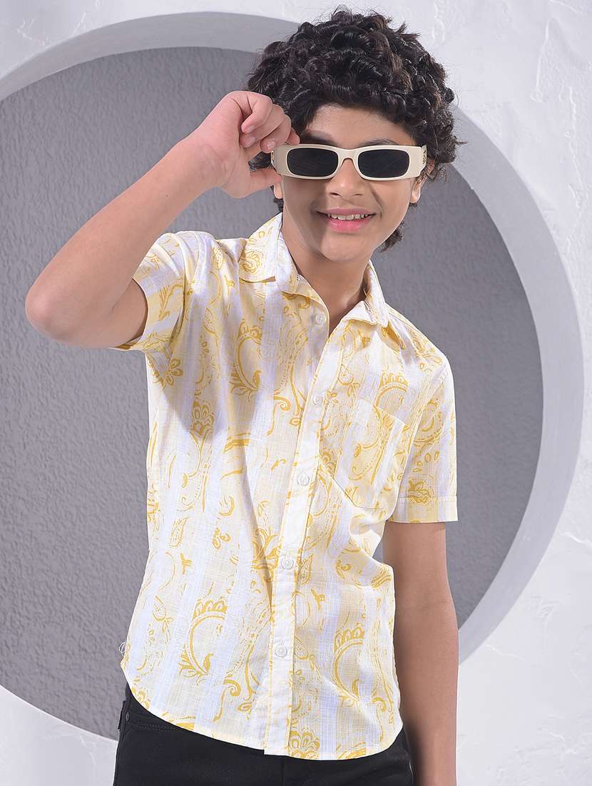 boys printed collared short sleeve shirt