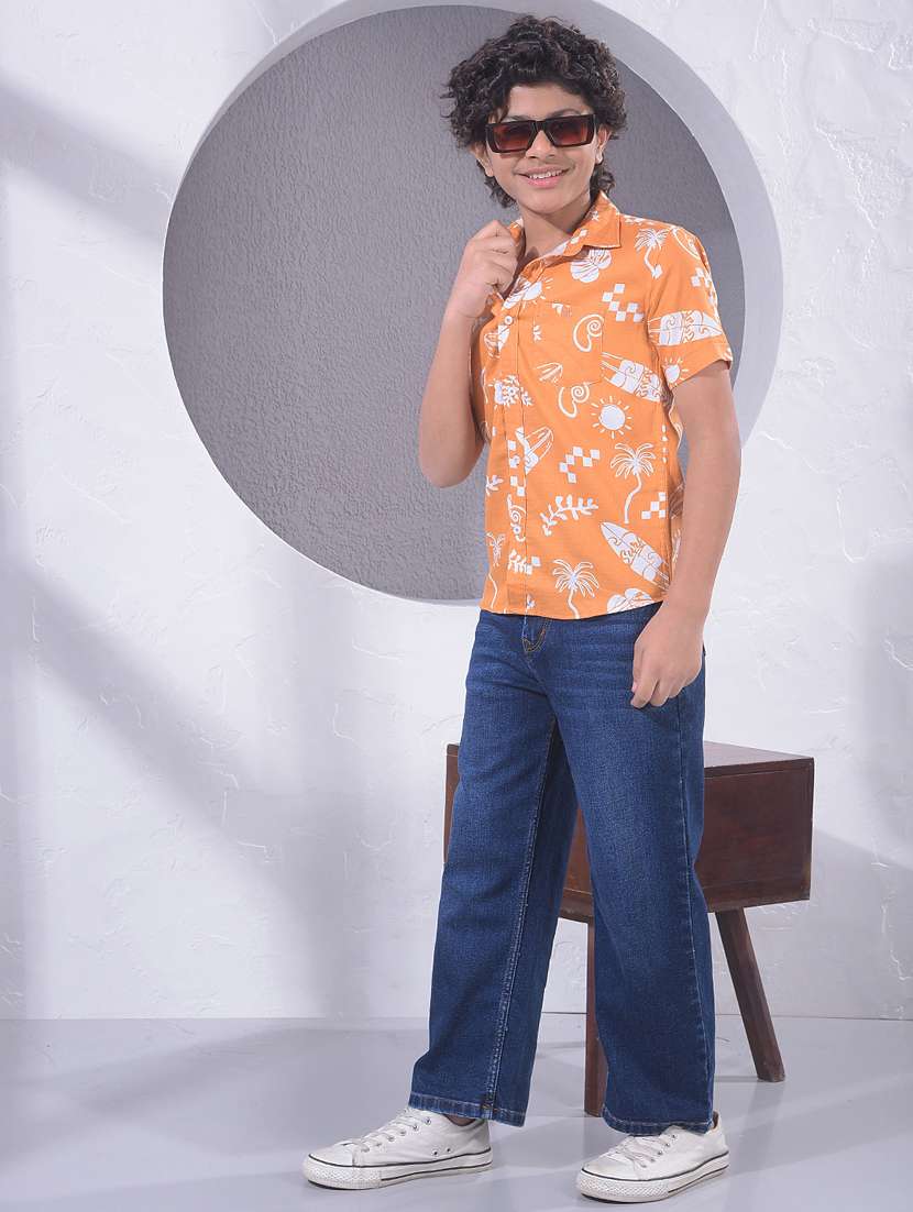 Boys Printed Collared Short Sleeve Shirt - 22395456 -  Standard Image - 5
