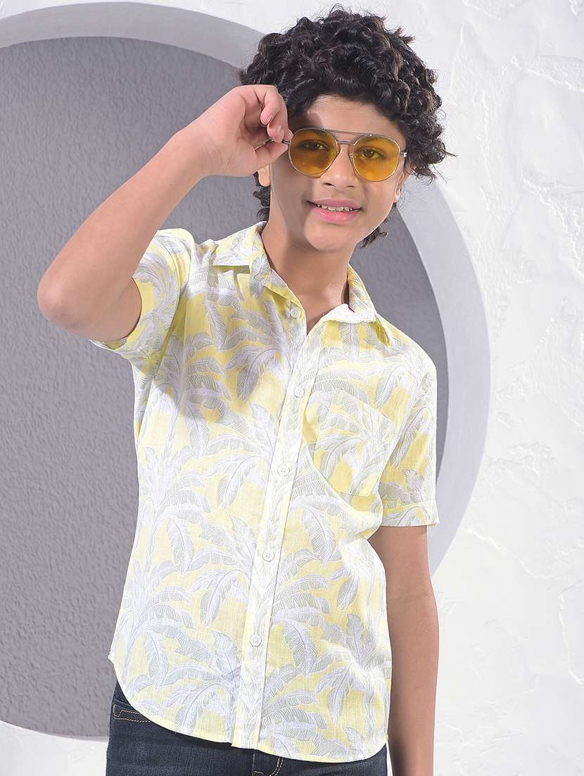 boys printed collared short sleeve shirt