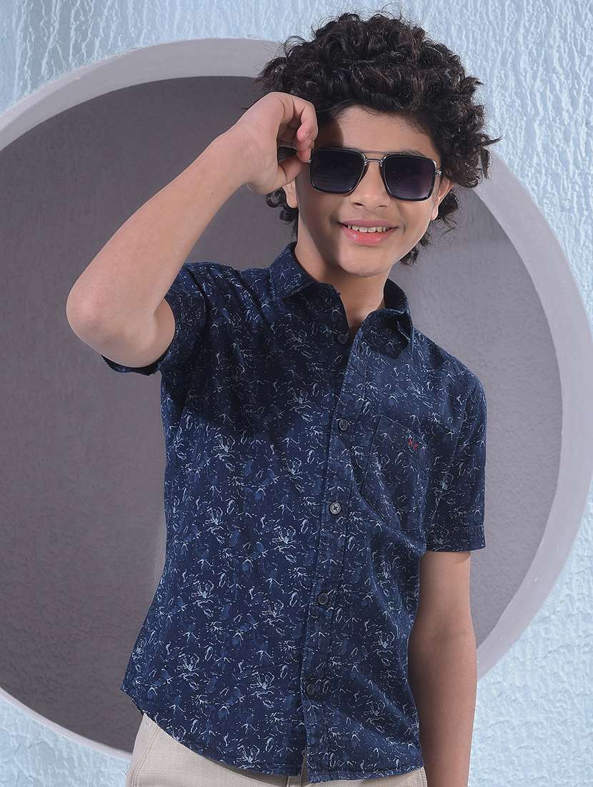 boys printed collared short sleeve shirt