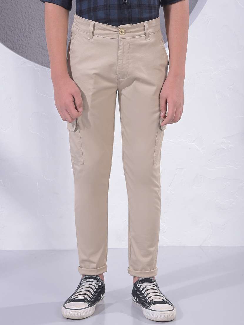 boys solid mid rise cargo
