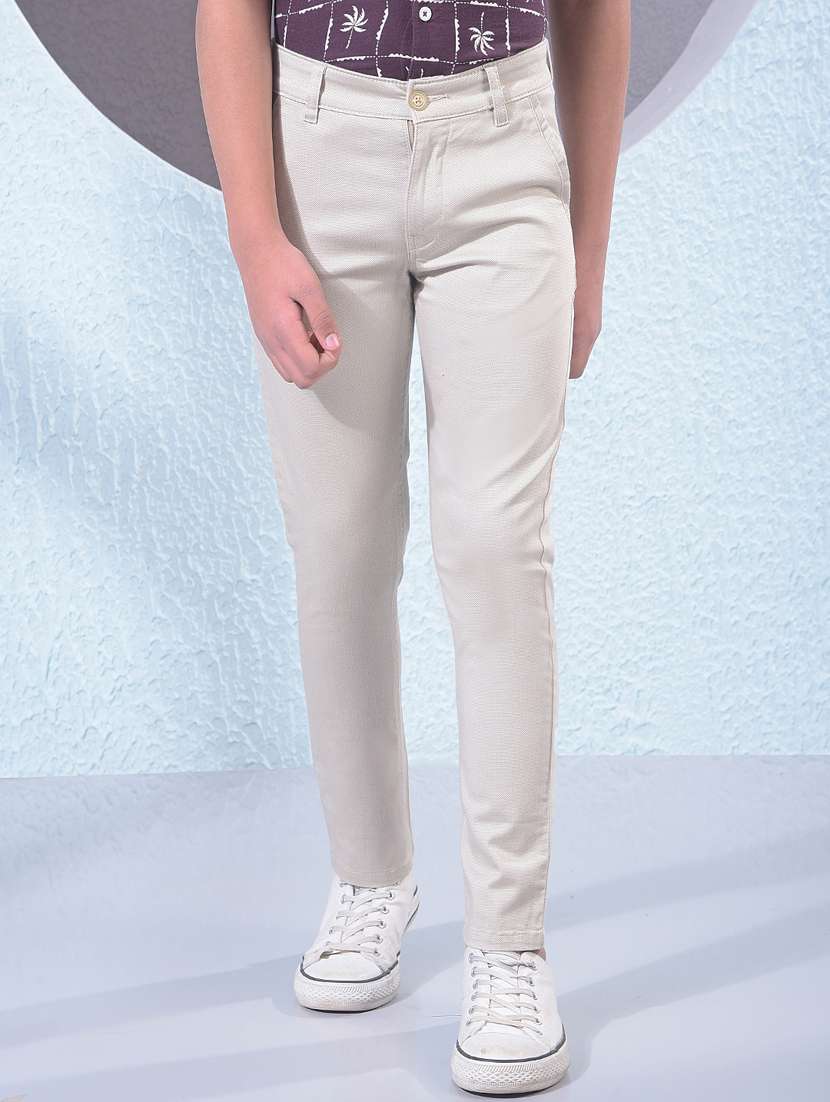 boys solid mid rise chino