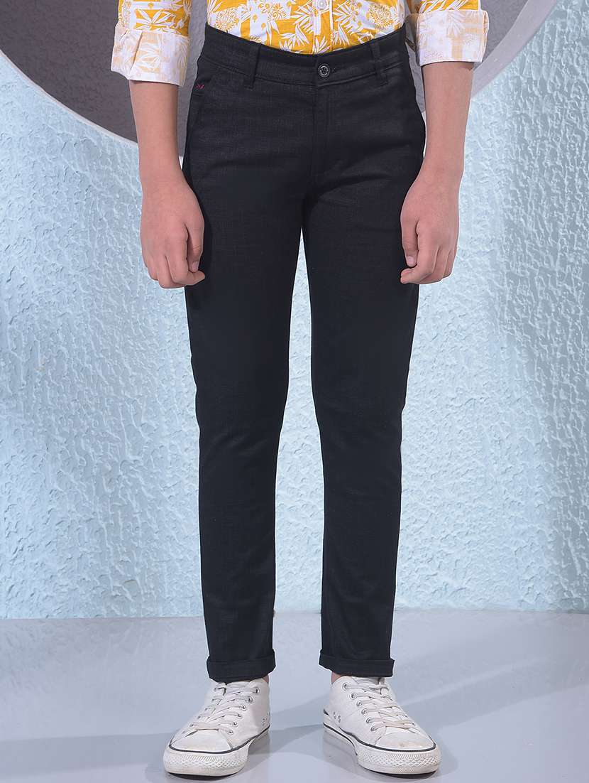 boys solid mid rise chino