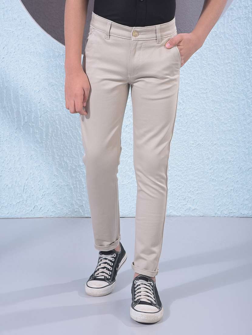 boys solid mid rise chino
