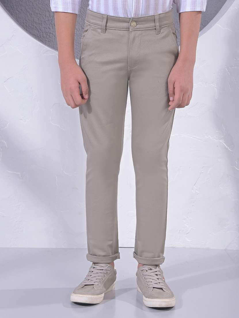boys solid mid rise chino