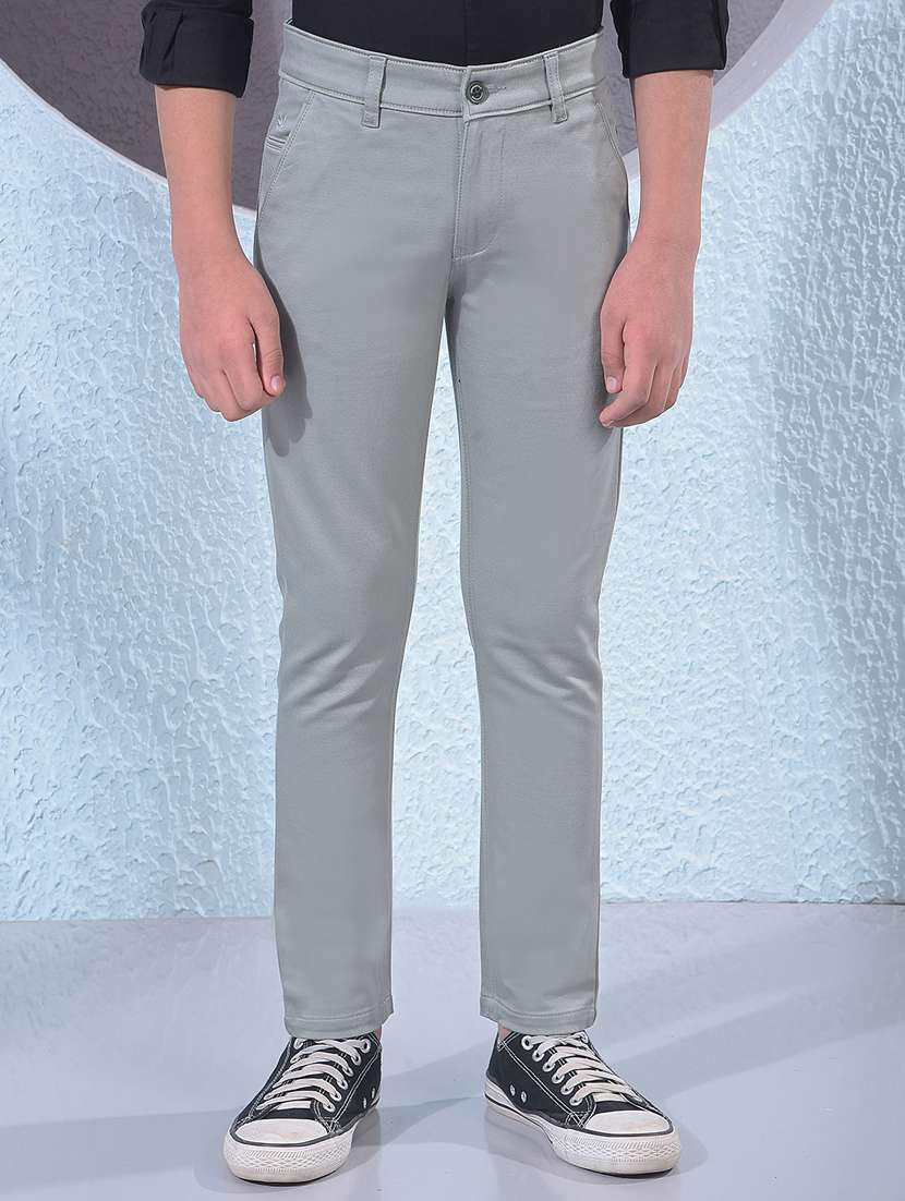 boys solid mid rise chino