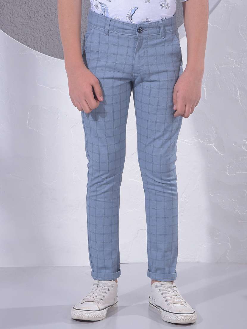 boys checkered mid rise chino