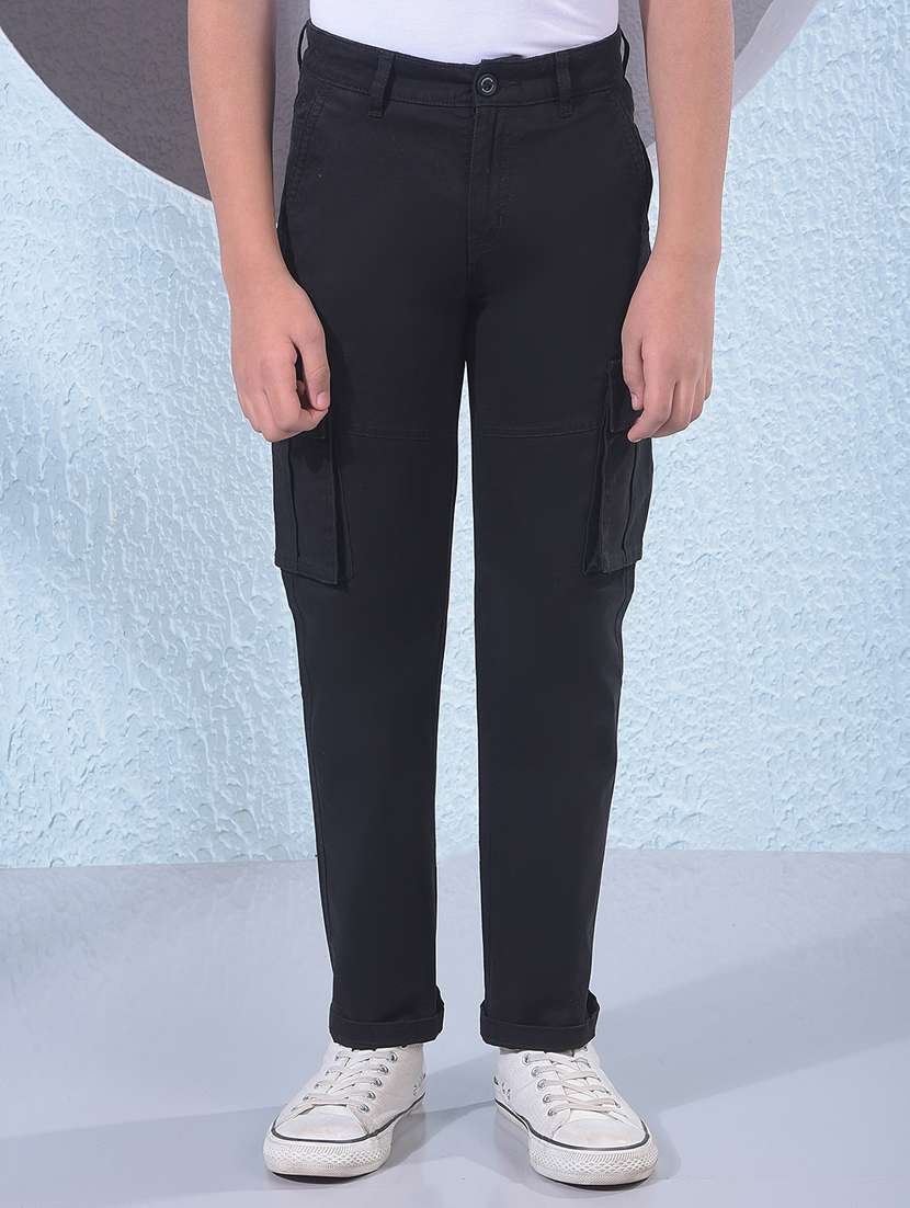 boys solid mid rise cargo