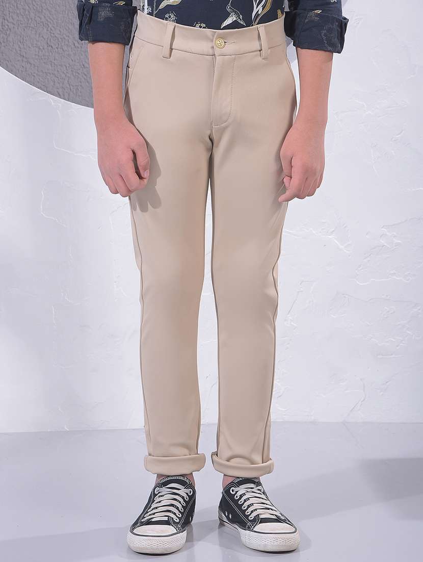 boys solid mid rise chino