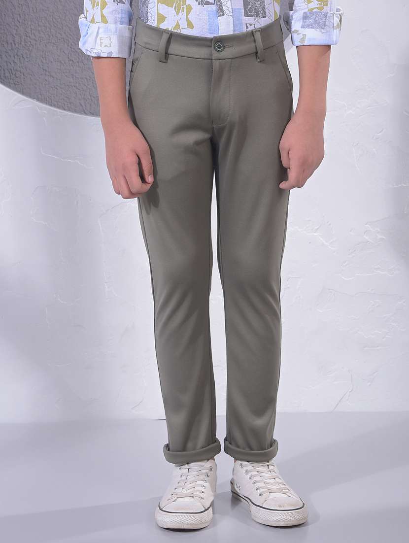 boys checkered mid rise chino