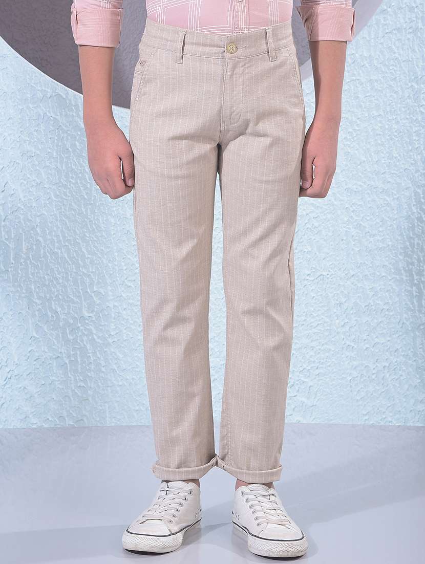 boys striped mid rise chino