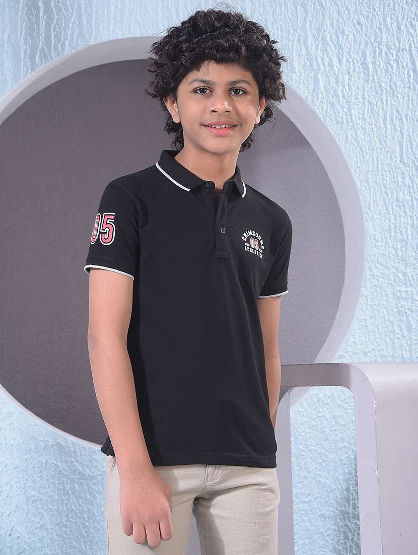 boys printed short sleeve polo t-shirt