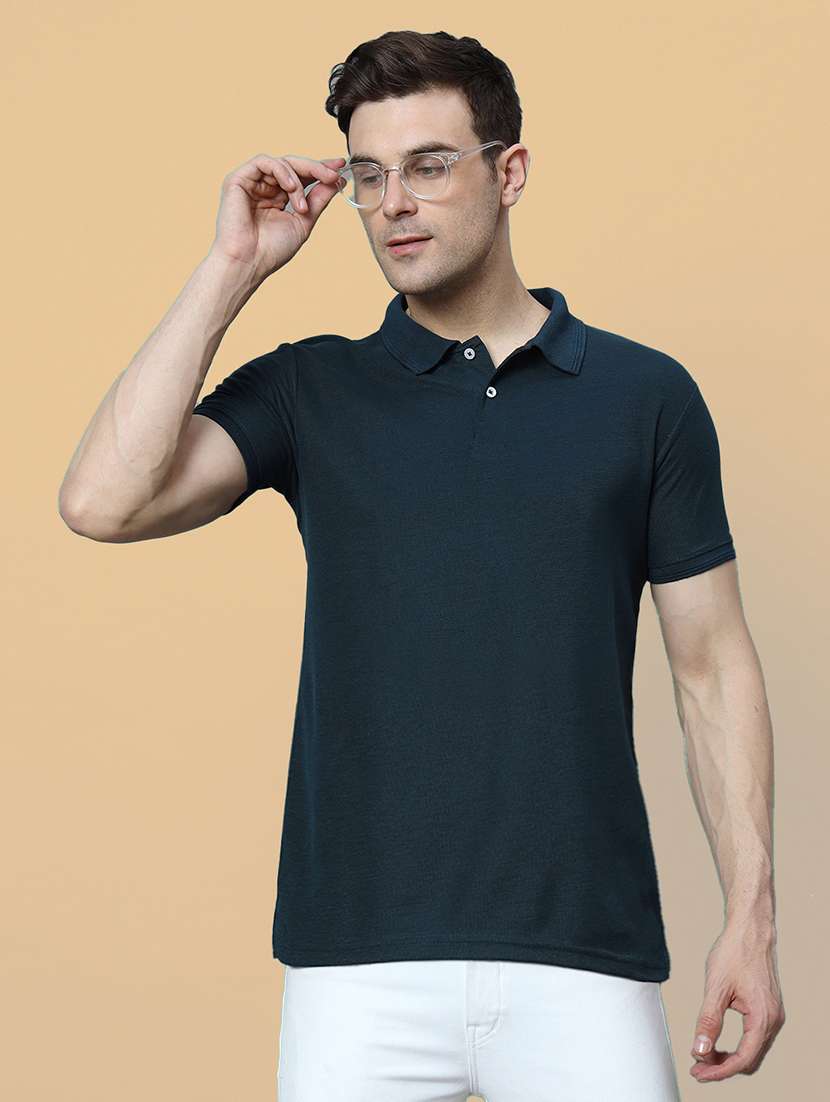 men solid short sleeve slim fit polo t-shirt