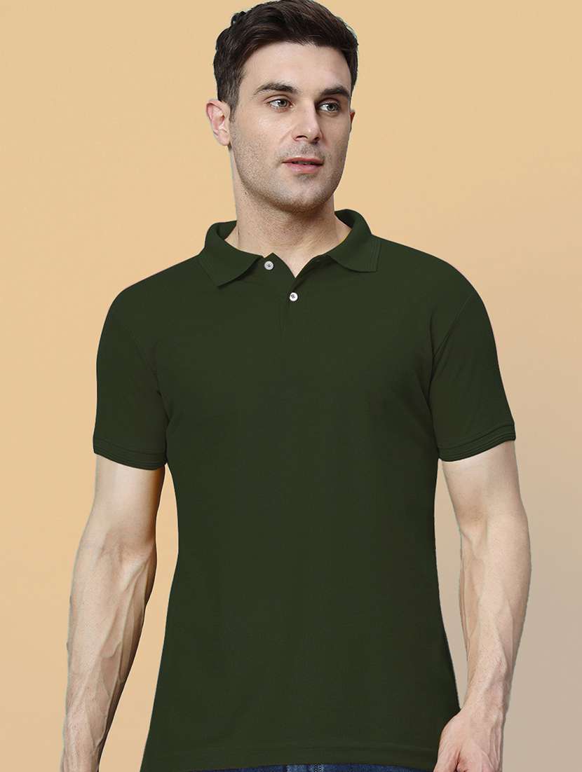 men solid short sleeve slim fit polo t-shirt
