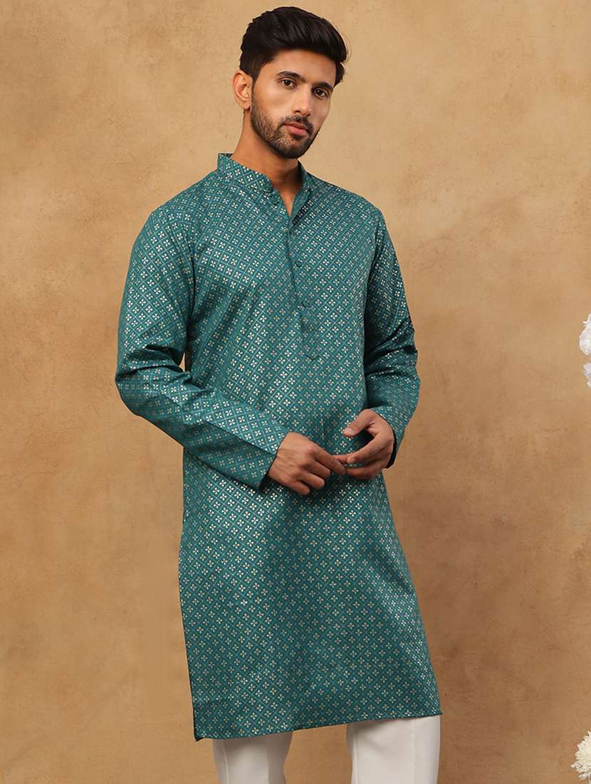 men printed mandarin neck long kurta - 22395531 -  Standard Image - 5