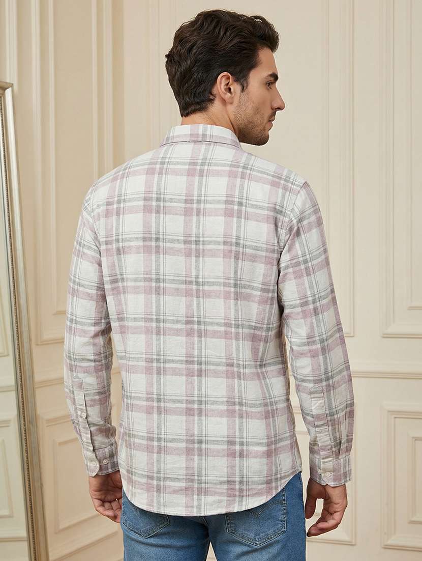 men checkered mandarin neck short kurta - 22395571 -  Standard Image - 3