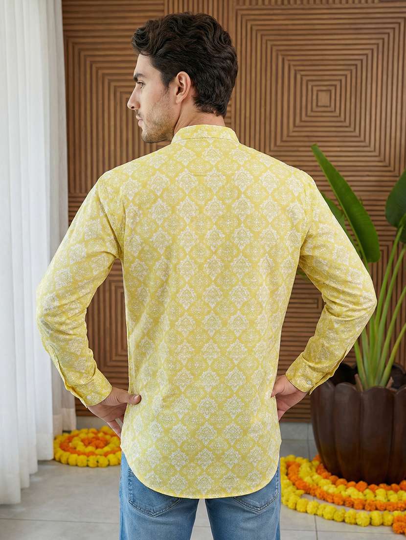 men printed mandarin neck short kurta - 22395578 -  Standard Image - 3