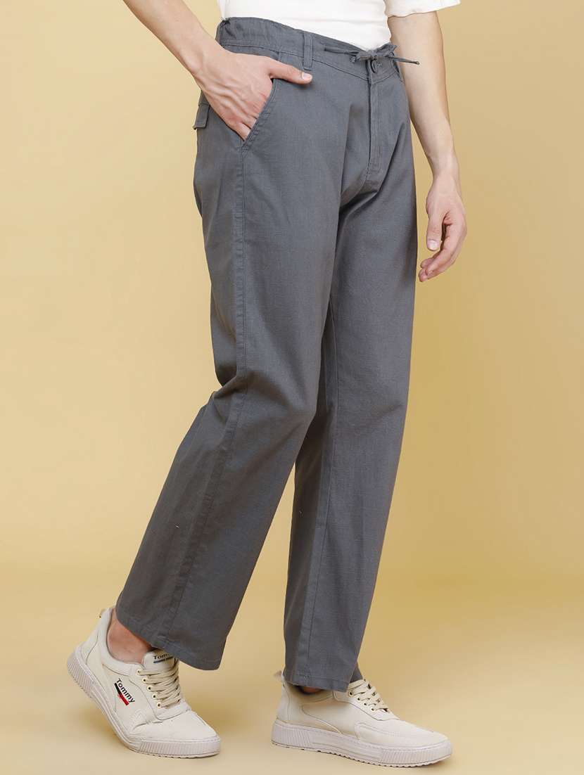 men solid mid rise flat front trouser - 22395823 -  Standard Image - 3