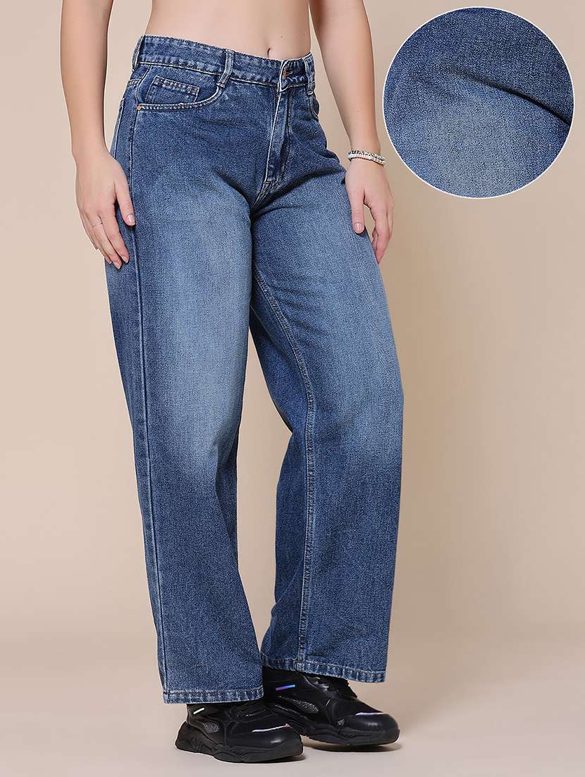 women washed mid rise straight jeans - 22395898 -  Standard Image - 3