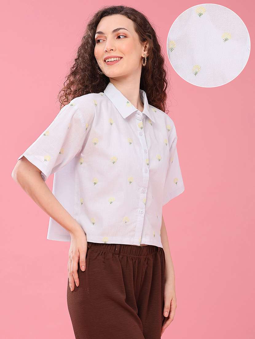 Women Embroidered Short Sleeves Regular Fit Shirt - 22395913 -  Standard Image - 3