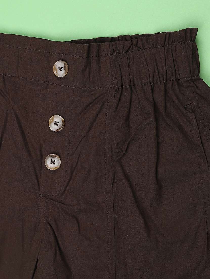 girls solid mid rise regular shorts - 22395954 -  Standard Image - 3