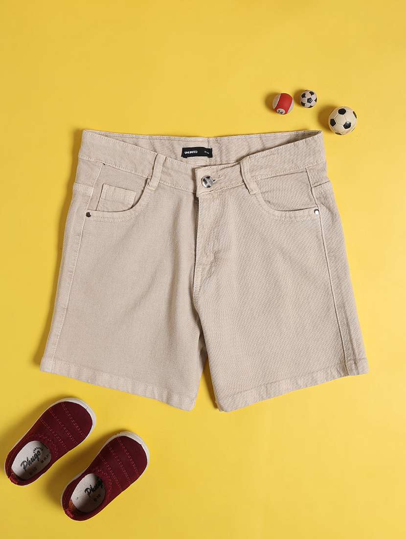 girls solid mid rise regular shorts