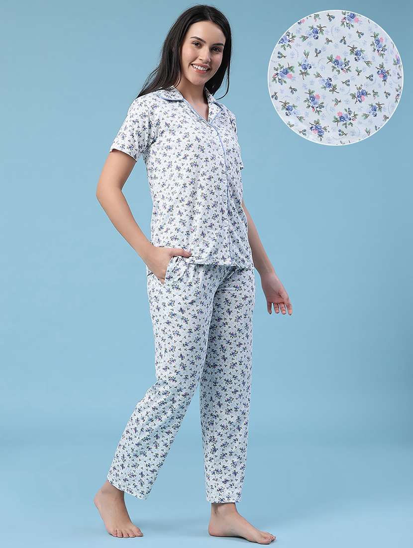 women printed short sleeves shirt and pyjama set - 22395979 -  Standard Image - 3