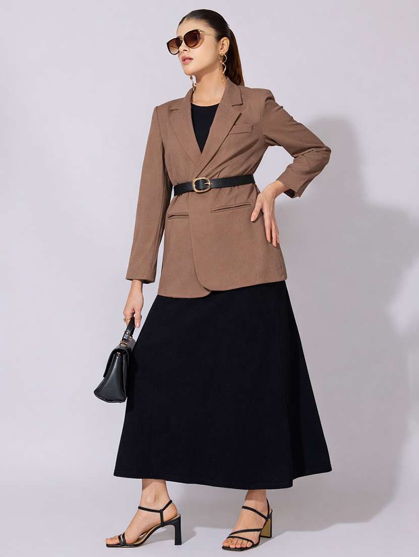 women solid long sleeve single breasted blazer - 22396065 -  Standard Image - 5