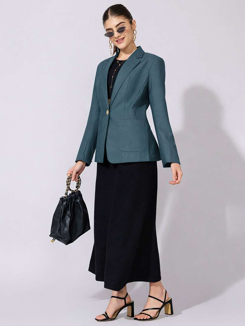 women solid long sleeve single breasted blazer - 22396066 -  Standard Image - 5