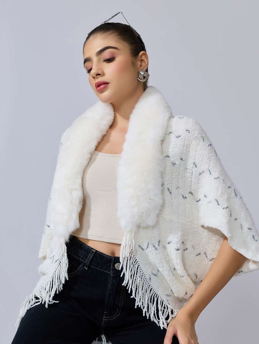 women self designed fur detailed shrug