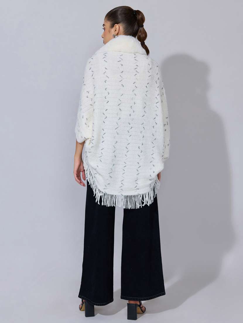 women self designed fur detailed shrug - 22396071 -  Standard Image - 3