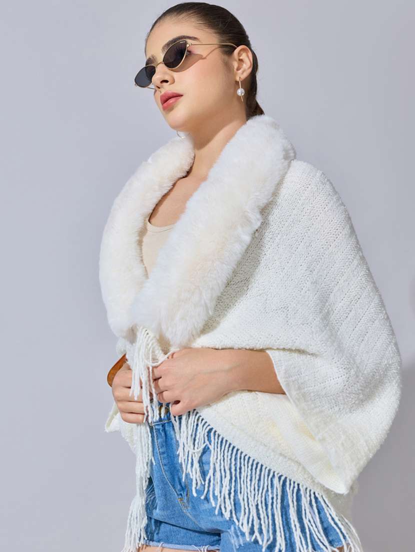 women self designed fur detailed shrug