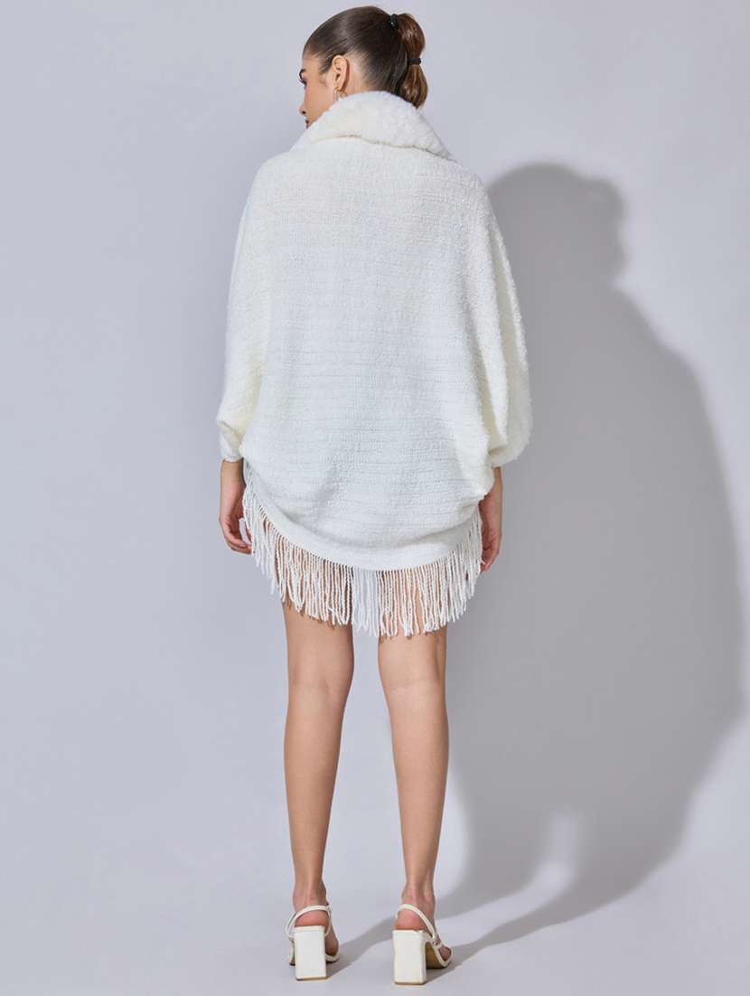 women self designed fur detailed shrug - 22396072 -  Standard Image - 3