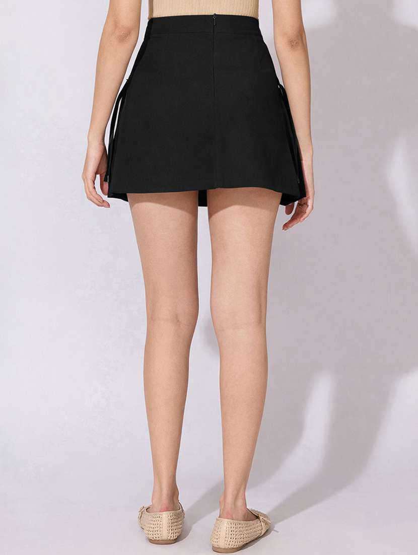 women solid high rise a-line skirt - 22396082 -  Standard Image - 3