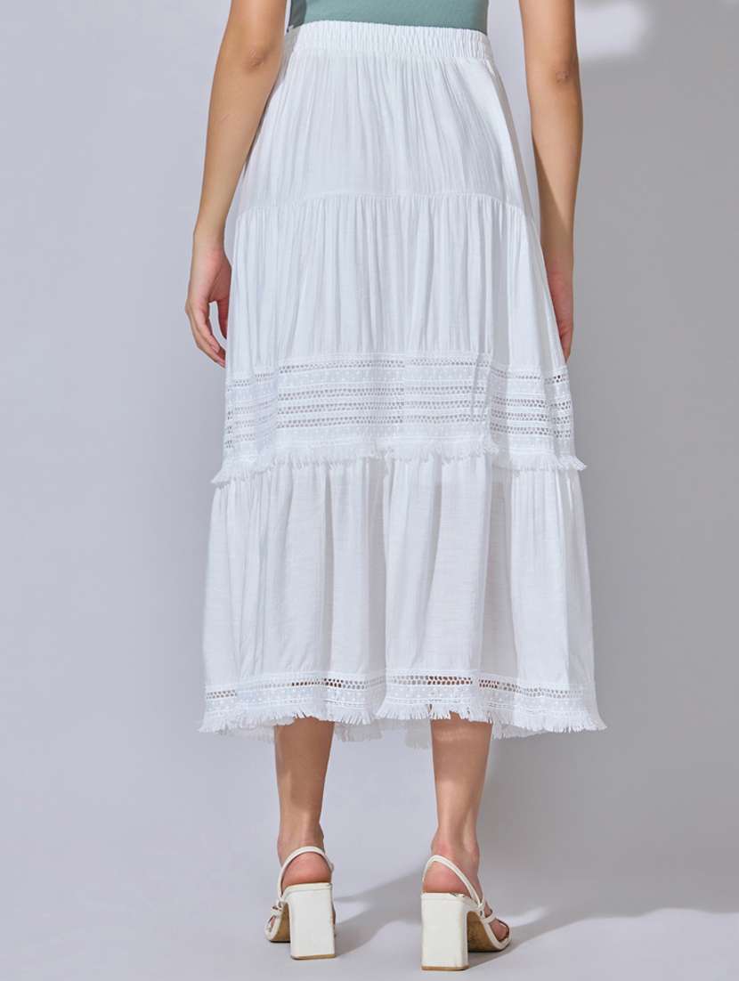 women solid high rise tiered skirt - 22396090 -  Standard Image - 3