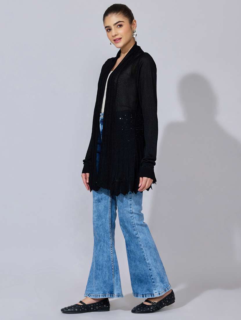 women self designed long sleeve shrug - 22396100 -  Standard Image - 3