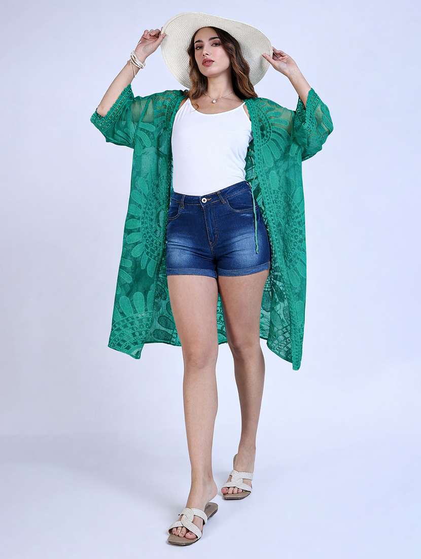 women embroidered three quarter sleeve shrug - 22396106 -  Standard Image - 5