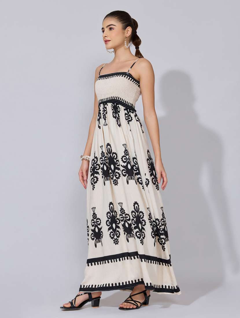 women printed shoulder starp fit & flare dress - 22396111 -  Standard Image - 3