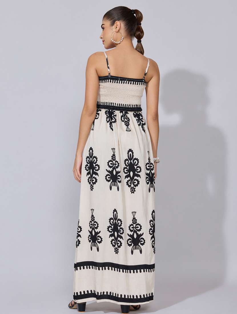 women printed shoulder starp fit & flare dress - 22396111 -  Standard Image - 5