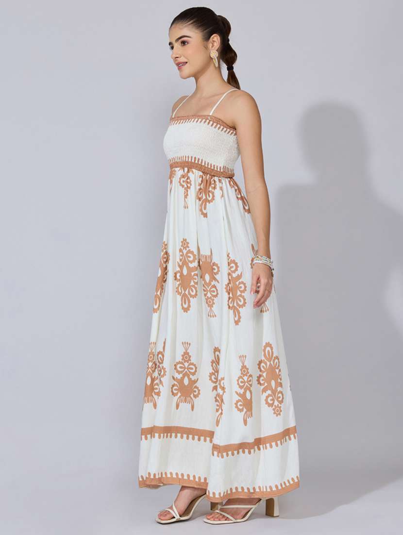 women printed shoulder starp fit & flare dress - 22396114 -  Standard Image - 3