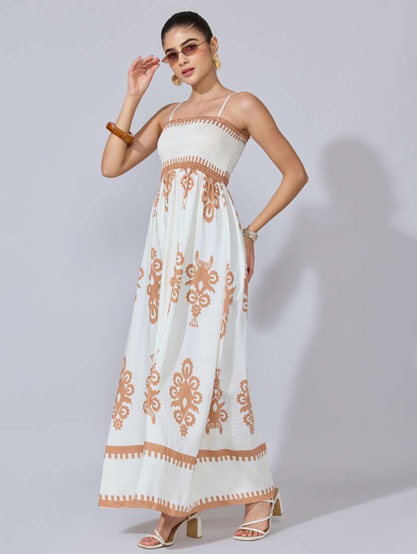 women printed shoulder starp fit & flare dress - 22396114 -  Standard Image - 5