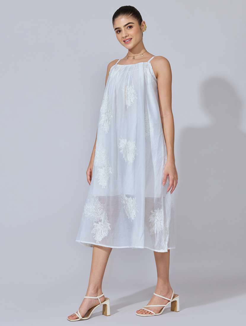 women embroidered shoulder strap a-line dress - 22396120 -  Standard Image - 3