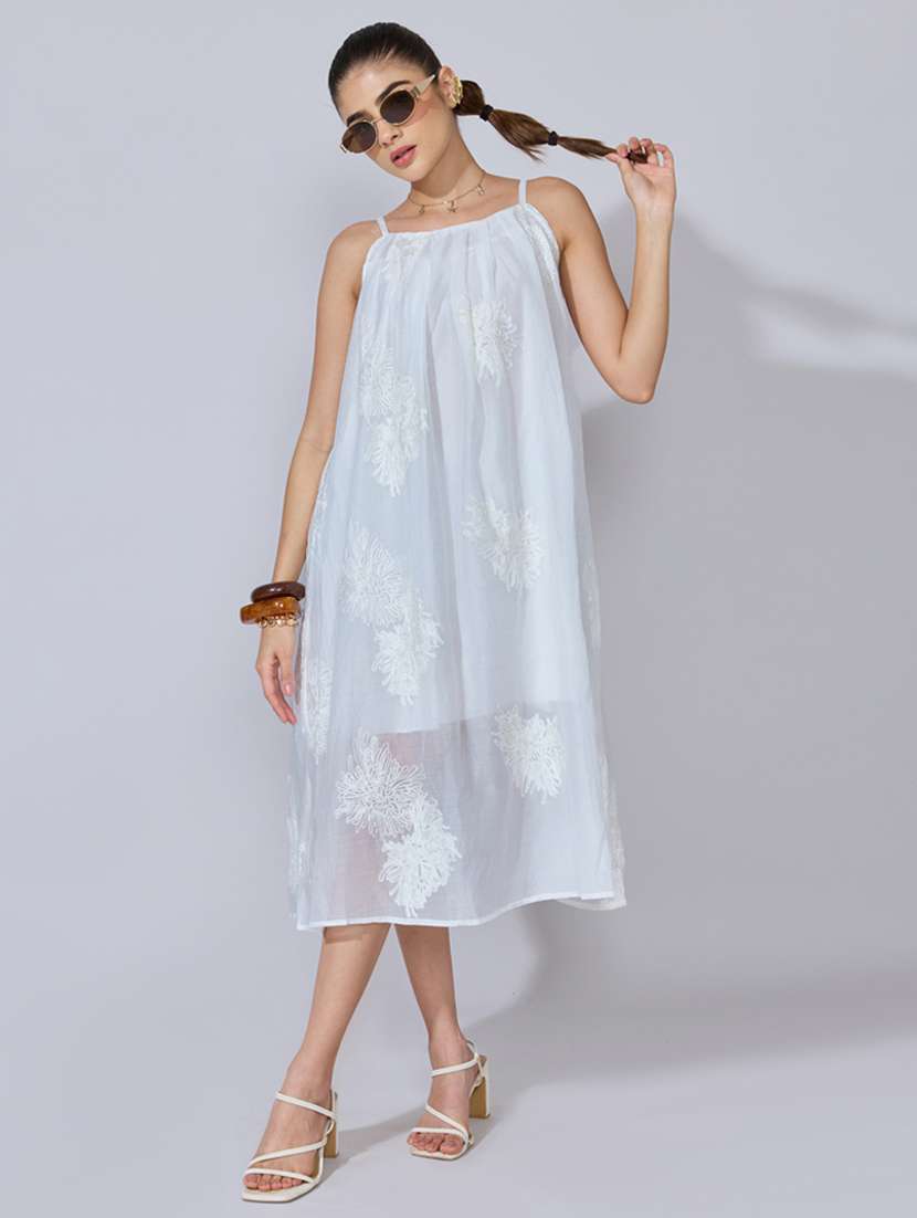women embroidered shoulder strap a-line dress - 22396120 -  Standard Image - 5